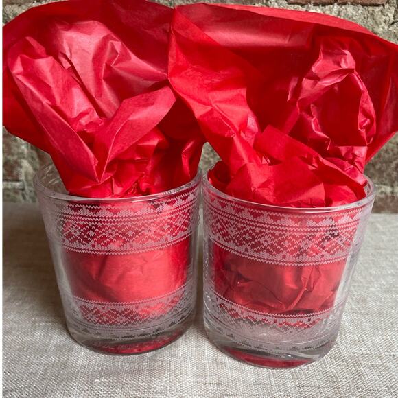 Maker's Mark 2 Etched Christmas Sweater Print Bourbon Whiskey Rock Glasses - Picture 4 of 4